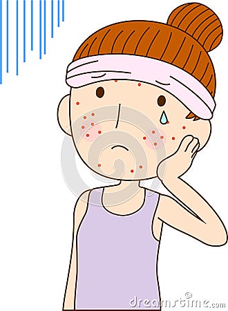 Illustration of a woman with rough skin Vector Illustration