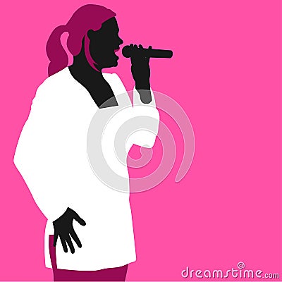 Illustration of Woman Singing Vector Illustration