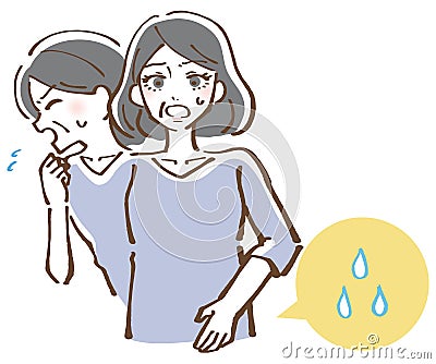 Illustration of a woman who leaks urine the moment she coughs Cartoon Illustration
