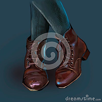 Illustration of women`s brown heeled shoes Stock Photo