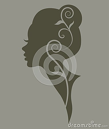 Illustration of women silhouette green icon Vector Illustration