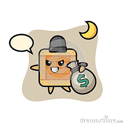 Illustration of wooden box cartoon is stolen the money Vector Illustration