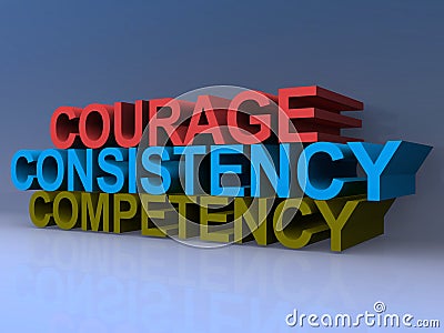 Courage Consistency Competency Cartoon Illustration