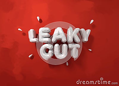 Illustration of the words `Leaky Gut` on plain colour Stock Photo