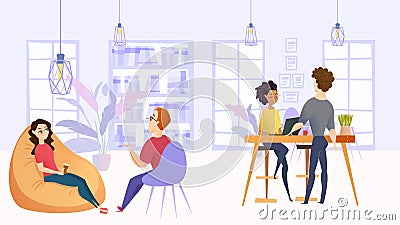 Illustration Working Environment in Company Office Vector Illustration