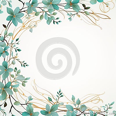 an illustration of a wreath of blue flowers on a white background Cartoon Illustration