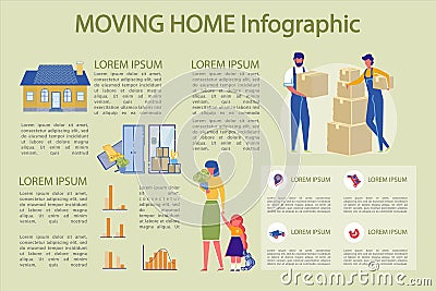 Illustration Written Moving Home, Infographic. Vector Illustration