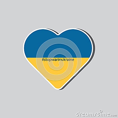 Illustration in yellow-blue colors of the state of Ukraine, in the form of a heart. Vector Illustration