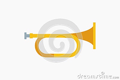 yellow color cartoon trumpet isolated on white Vector Illustration