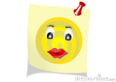 Illustration of a yellow note with a happy face Vector Illustration