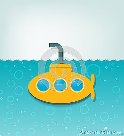 Illustration with a yellow submarine Vector Illustration