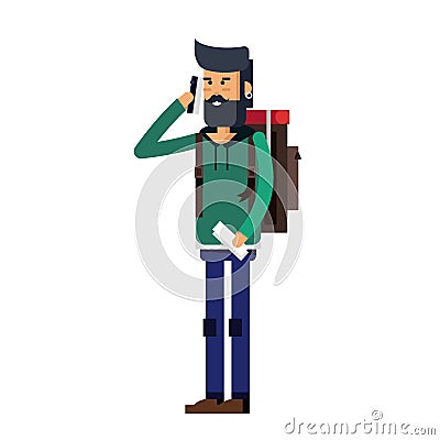 Illustration of a young handsome man. Vector fashion man Vector Illustration