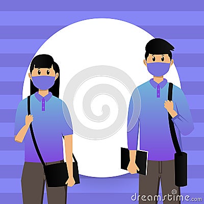 Illustration young teenagers couple character design Vector Illustration