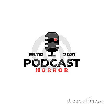 Illustration of a zombie head forming a microphone, good for podcast logo with a horror, myth or creepypasta theme Vector Illustration