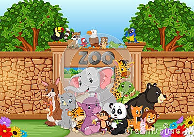 Zoo and animals in a beautiful nature Vector Illustration