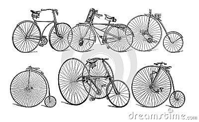 Illustration of old bikes. Stock Photo