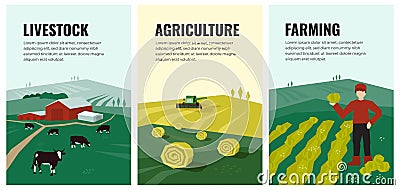 Illustrations of agriculture, farming, livestock Vector Illustration