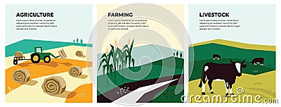 Illustrations of agriculture, farming and livestock Vector Illustration