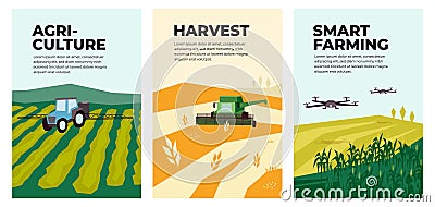 Illustrations of agriculture, harvest, smart farming Vector Illustration