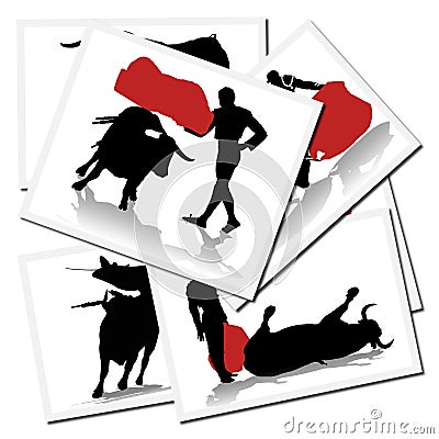 Illustrations with a bullfighter in Spain Cartoon Illustration