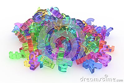 Illustrations of CGI typography, currency sign, money or profit for graphic design or wallpapers. Stock Photo