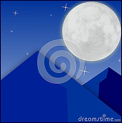 The Moon and The Twin Mountain Stock Photo