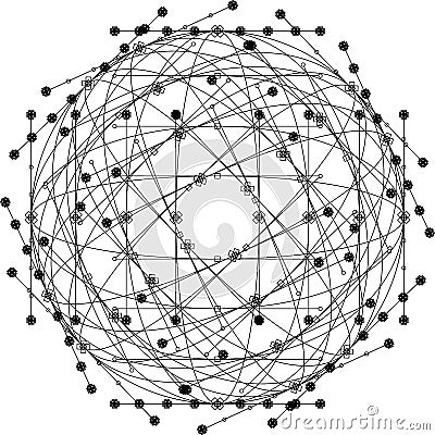 Vector image. Abstract image. 3D circle with nodes on white background Cartoon Illustration