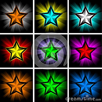 Illustrations of colorful shining stars Vector Illustration