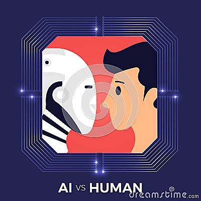 AI vs HUMAN Vector Illustration