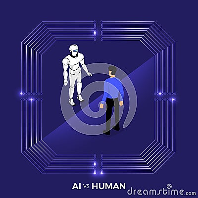 AI vs HUMAN Vector Illustration