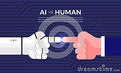 AI vs HUMAN Vector Illustration