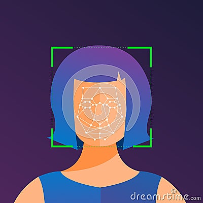 facial recognition technology Vector Illustration