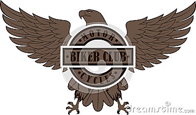 Eagle with text. Biker emblem. Vector Illustration