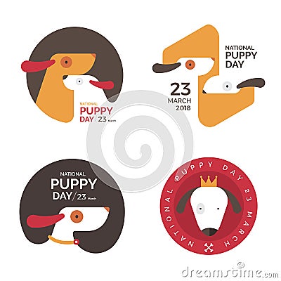 Illustrations concept National puppy day. Vector illustrate. Vector Illustration