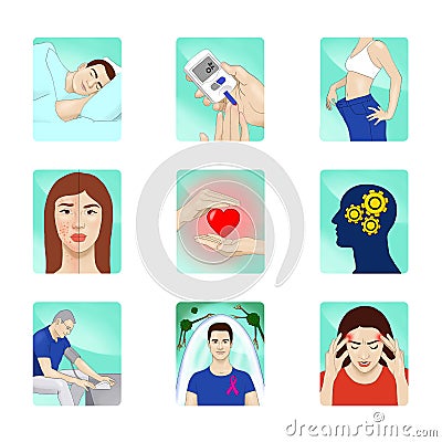 Illustrations for healthy lifestyle Stock Photo