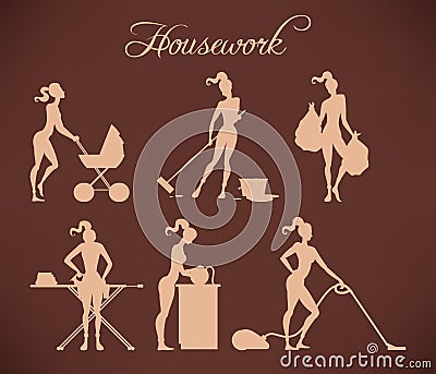 Illustrations of housework Vector Illustration