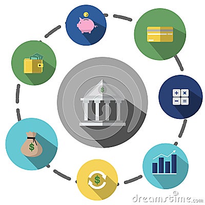 Illustrations are icons or symbols. About financial business, savings, investment can be used in various media. Vector Illustration