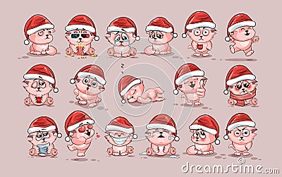 Illustrations isolated Emoji character cartoon Cat stickers emoticons with different emotions Stock Photo