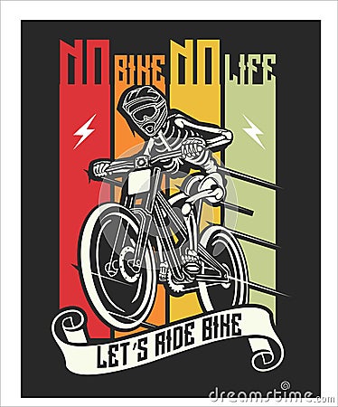 lets ride bike Illustration vector print Vector Illustration