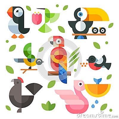Illustrations magic birds and chicks Vector Illustration