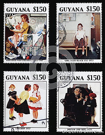 Illustrations by Norman Rockwell celebrated on stamps Cartoon Illustration