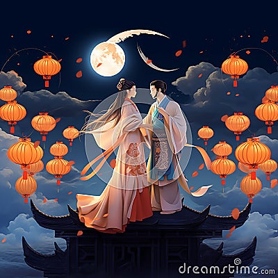 Illustrations of Qixi Valentine's Day Cartoon Illustration