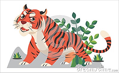 tiger painting colourful cartoon sketch print Vector Illustration