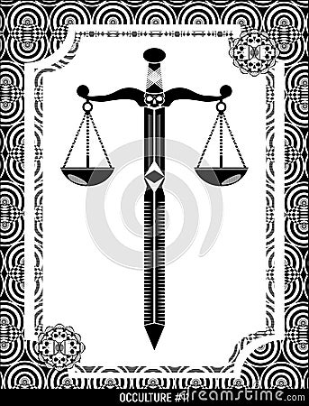 Occultism or magic, illustration without color sword Vector Illustration