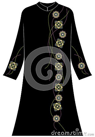 Women`s clothing: Box, circle and dangling lines Vector Illustration