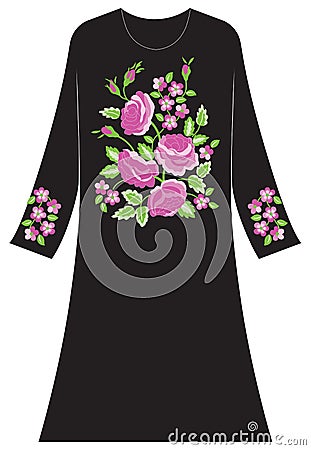 Women`s clothing: Roses and jasmine Vector Illustration