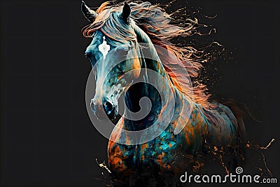 Illustrative abstract design of a horse. Multicolored painting. Generative AI. Stock Photo