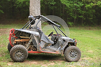 Illustrative editorial image of a wrecked Polaris RZR Editorial Stock Photo