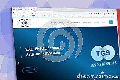 Illustrative Editorial screenshot of Turkish TGS Dis Ticaret homepage Editorial Stock Photo