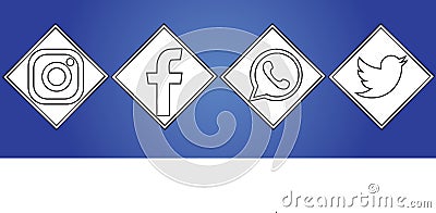 Blue with white social media icons Editorial Stock Photo